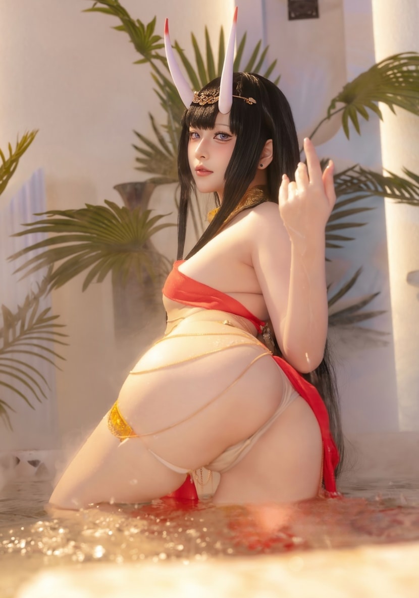 屿鱼#碧蓝航线 能代 赤纱浴影--只能说太好看了吧！