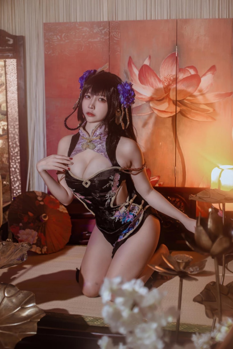 二佐Nisa –#碧蓝航线-比叡鲟旗袍--佳人作品！