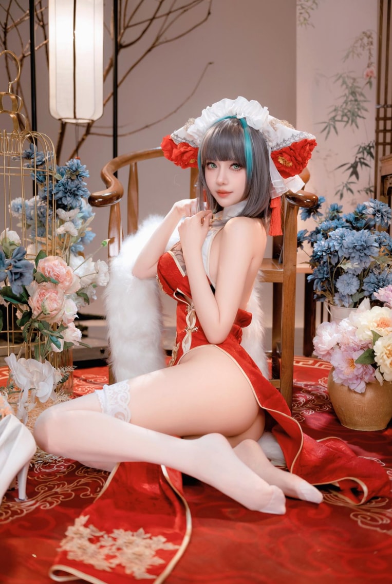 Shika小鹿鹿#碧蓝航线写真本-柴郡新春旗袍--最新作品！